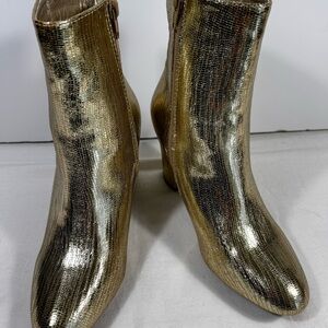 TOES Gold Metallic Ankle Booties